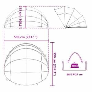 Bazénový dóm 592 x 590 x 275 cm 185T polyester s PU vrstvou - obrázek 15