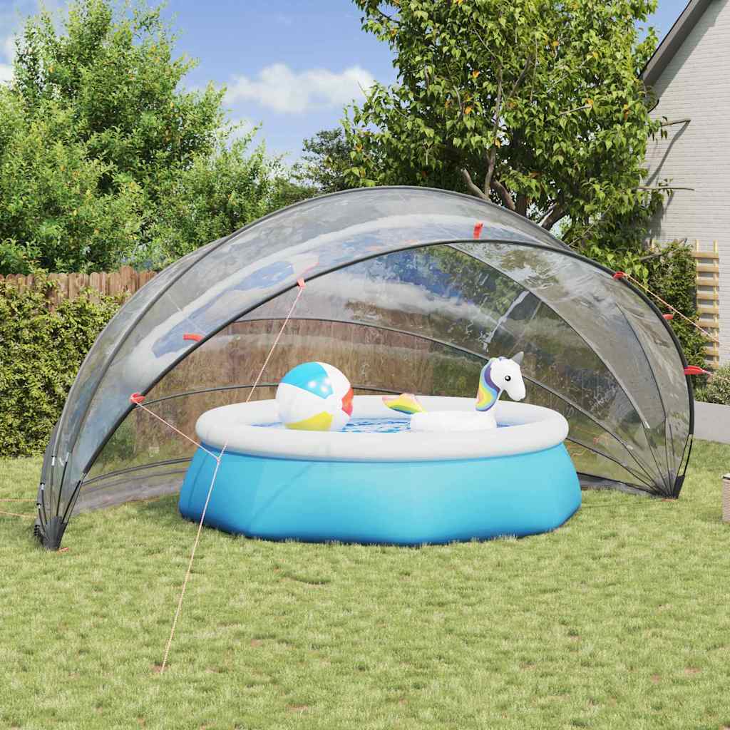 vidaXL Dom pentru piscină Manual Transparent 592 x 590 x 275 cm PVC