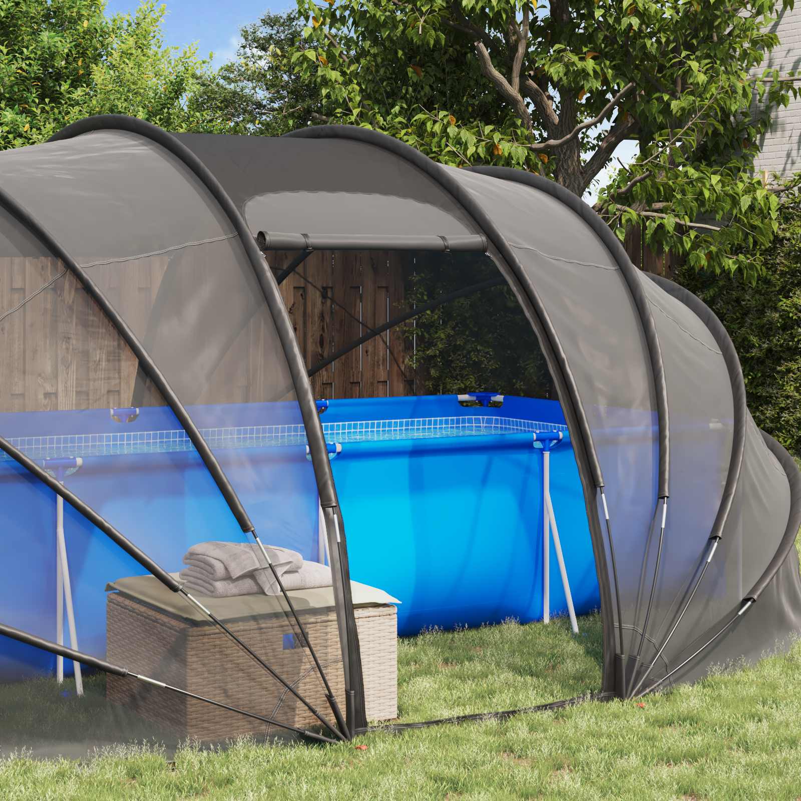 Zwembad Tent Koepel 538 x 440 x 204 cm Transparant image 4