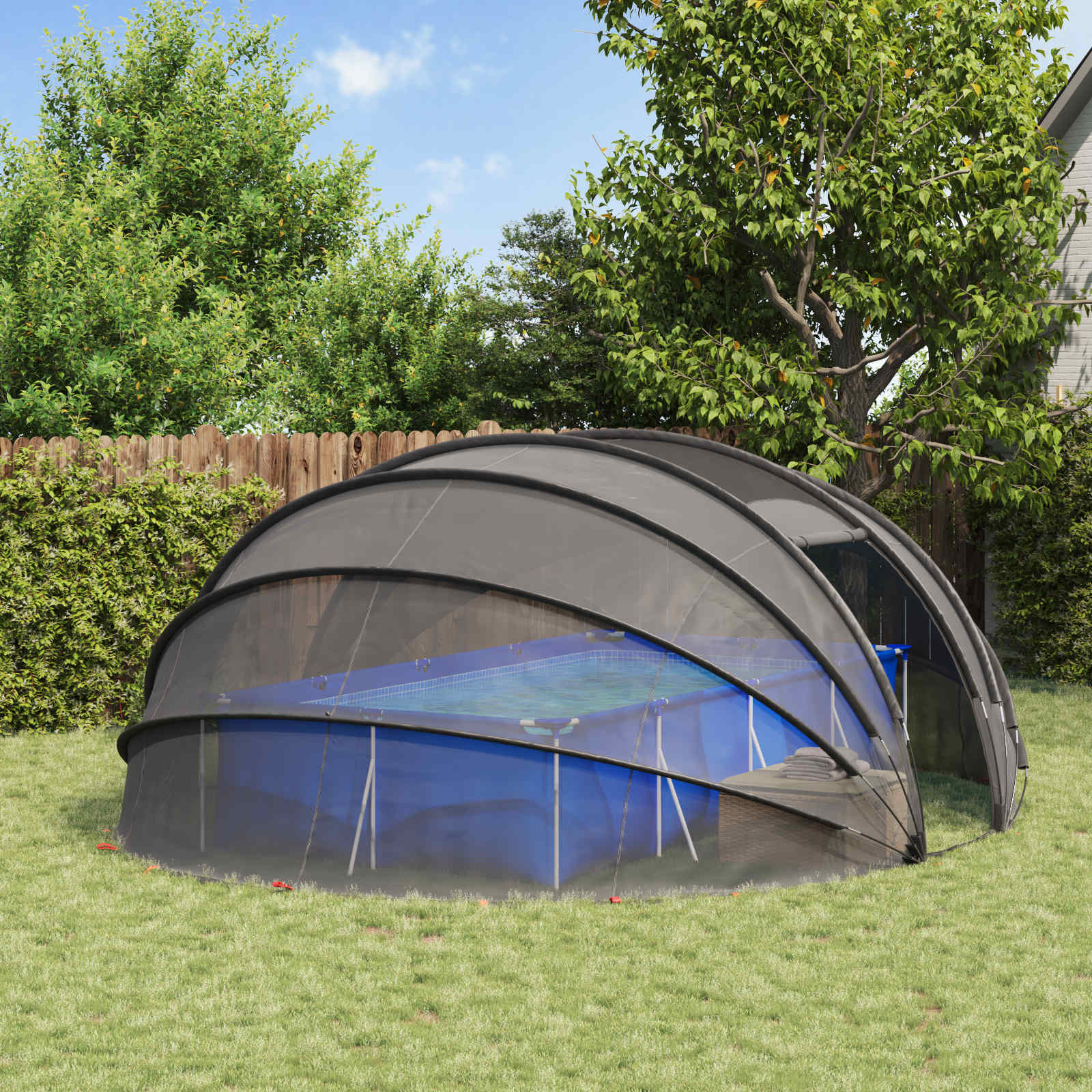 Zwembad Tent Koepel 538 x 440 x 204 cm Transparant image 3