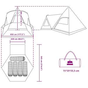 Teepee stan pro 5 osob se střechou Modrá 545 x 450 x 295 cm - obrázek 13