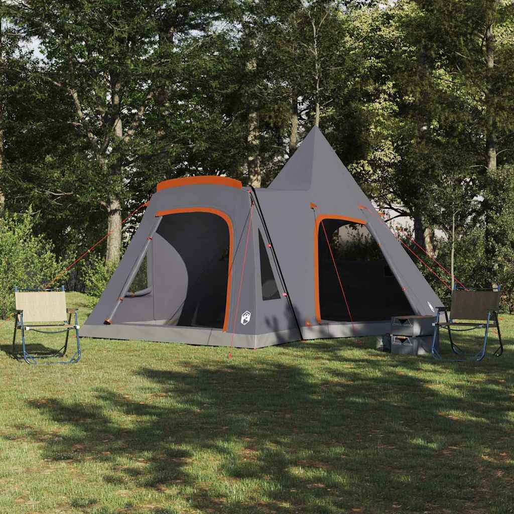 vidaXL Cort Teepee cu acoperiș Gri și Portocalie 545 x 450 x 295 cm