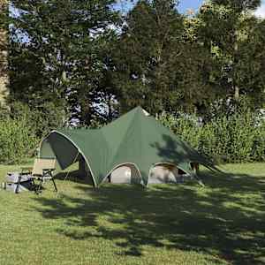 Teepee šotor za 3 osebe Zelena in Siva 600 x 600 x 347 cm