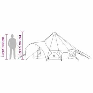 Teepee stan pro 3 osoby Zelená a šedá 312 x 312 x 197 cm - obrázek 15