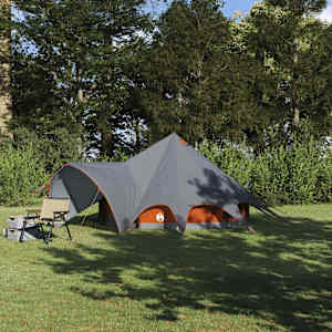 Teepee stan pro 3 osoby Šedá a oranžová 600 x 600 x 347 cm - obrázek 1