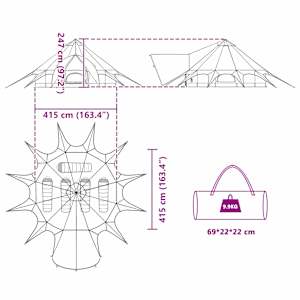 Teepee stan pro 5 osob Zelená a šedá 415 x 415 x 247 cm - obrázek 14