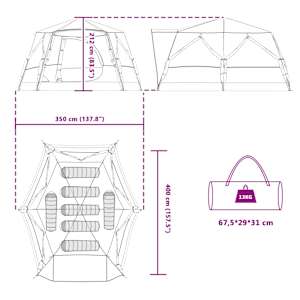 Stan pro 7 osob se střechou Modrá 400 x 350 x 212 cm - obrázek 13