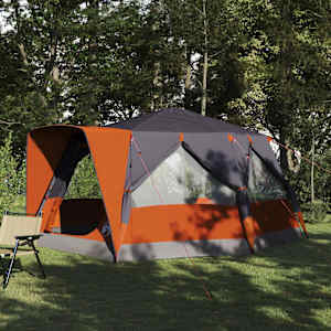 Kampi šotor za 7 oseb Siva in oranžna 400 x 350 x 212 cm