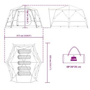 Stan pro 5 osob se střechou Modrý a šedý 333 x 317 x 194 cm - obrázek 13