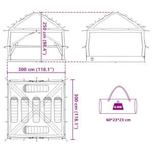 Vnitřní stan pro 7 osob 7 osoba 300 x 300 x 250 cm Modrý a šedý - obrázek 11