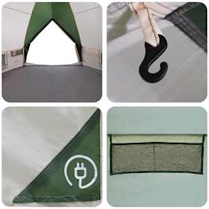 Teepee stan pro 10 osob Zelená a bílá 490 x 410 x 210 cm - obrázek 11
