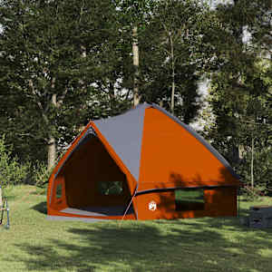 Teepee šotor za 10 oseb Siva in oranžna 490 x 410 x 210 cm