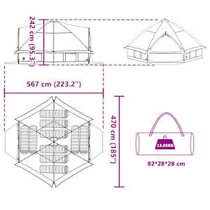 Teepee stan pro 10 osob Šedá a oranžová 490 x 410 x 210 cm - obrázek 12