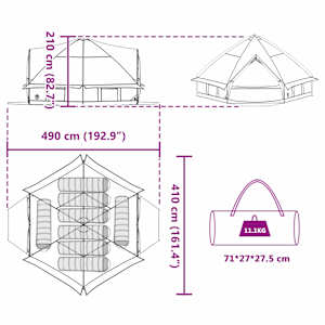 Teepee Stan pro 8 Osob Modrý a šedý 490 x 410 x 210 cm - obrázek 12