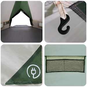 Teepee stan pro 6 osob Zelená a bílá 490 x 410 x 210 cm - obrázek 11