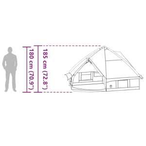 Teepee stan pro 6 osob Zelená a bílá 490 x 410 x 210 cm - obrázek 13