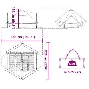 Teepee stan pro 4 osoby Modrý a šedý 490 x 410 x 210 cm - obrázek 12