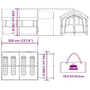 Rodinný stan pro 4 osoby Zelená a bílá 324 x 255 x 230 cm - obrázek 11