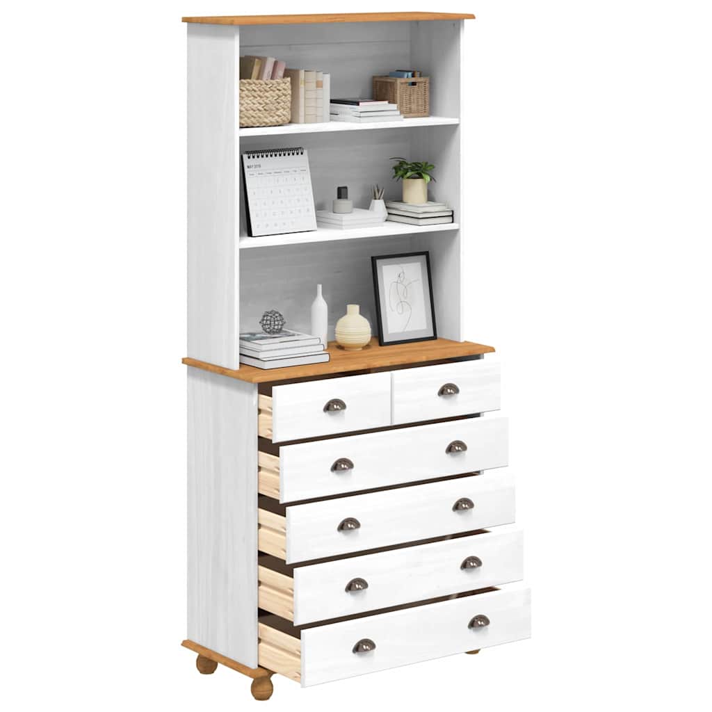 vidaXL Hutch “ASKIM” Wit 91x40x199,5 cm Van Massief Vurenhout