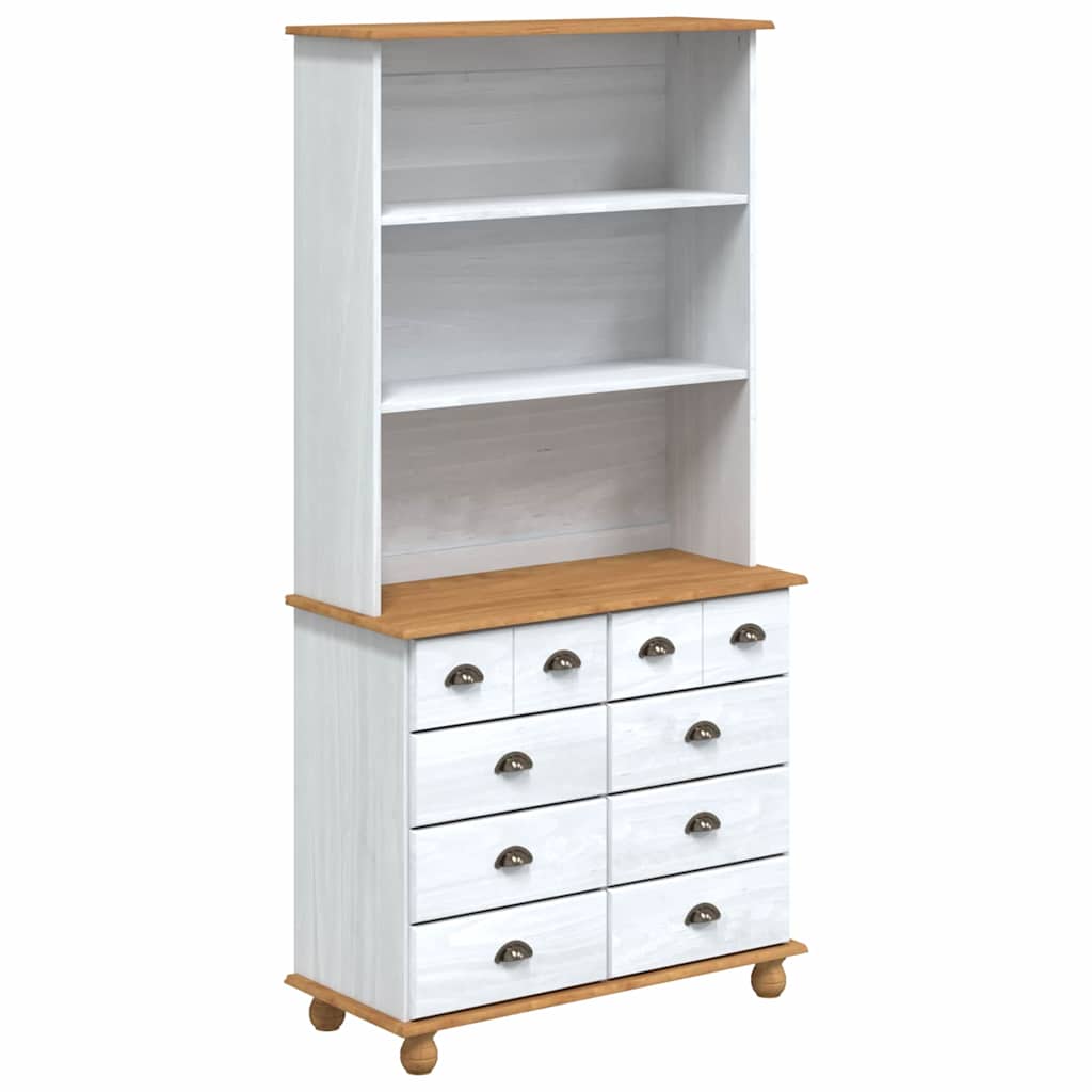 vidaXL Hutch  “ASKIM” Alb 91x40x183 cm Lemn Masiv Pin