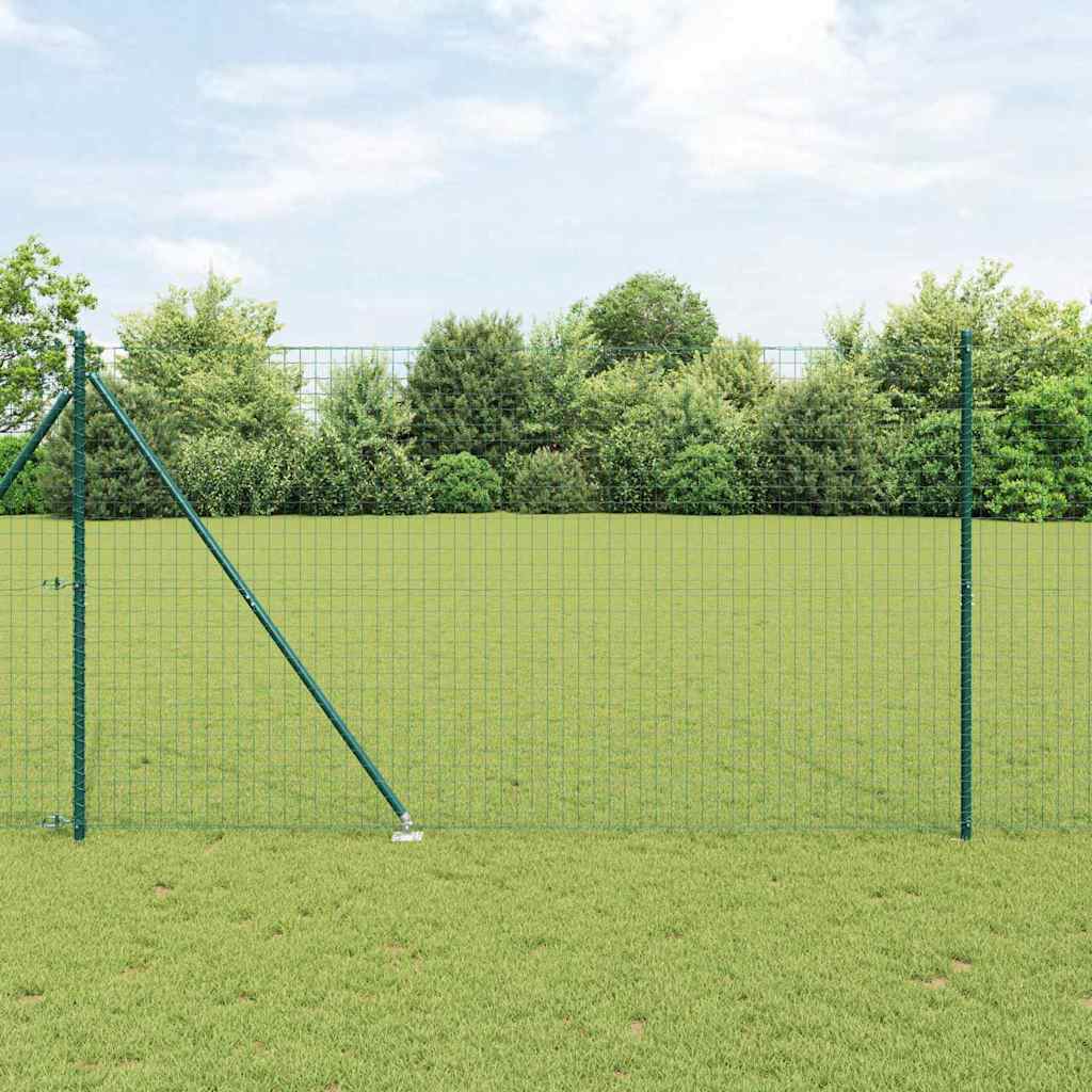 Sada plotových stĺpov 7 pcs Zelená Ø32mm 160 cm Kov 42004248