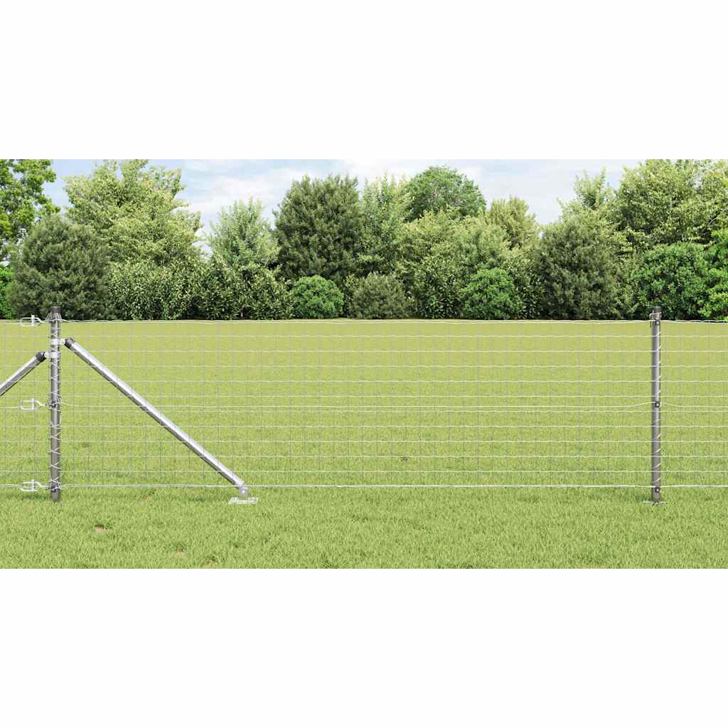 Súprava plotových stĺpov 7 pcs Strieborná Ø32mm 100 cm Oceľ 42004270