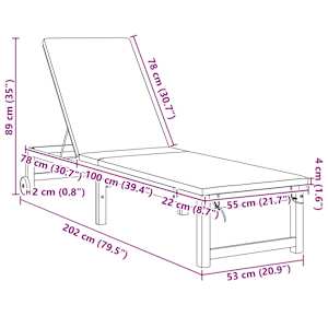 Slunečník 2 pcs Hnědá 202 x 53 x 89 cm Masivní akátové dřevo - obrázek 9