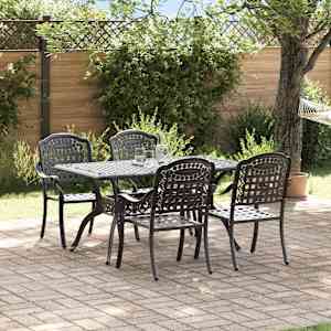 Komplet za jedilnico v vrtu 5 pcs Črna Aluminij