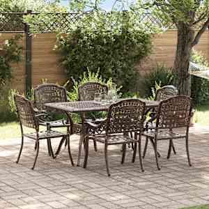 Komplet za jedilnico v vrtu 7 pcs Bronasta Aluminij