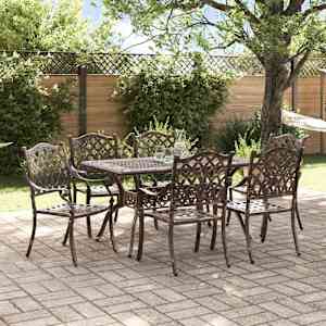 Komplet za jedilnico v vrtu 7 pcs Bronasta Aluminij