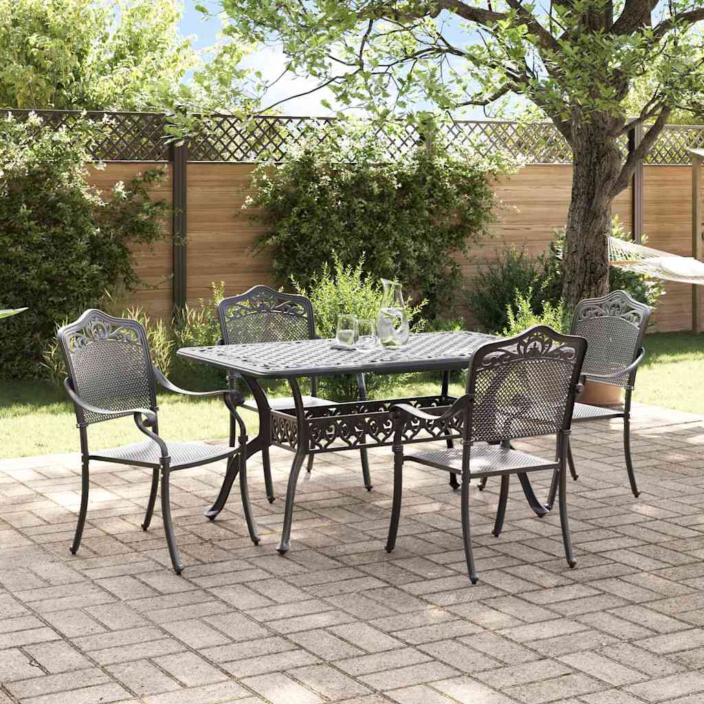 vidaXL Set de masă pentru grădină 5 pcs Negru Aluminiu