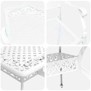 Zahradní jídelní souprava 5 pcs Bílá Hliník - obrázek 11
