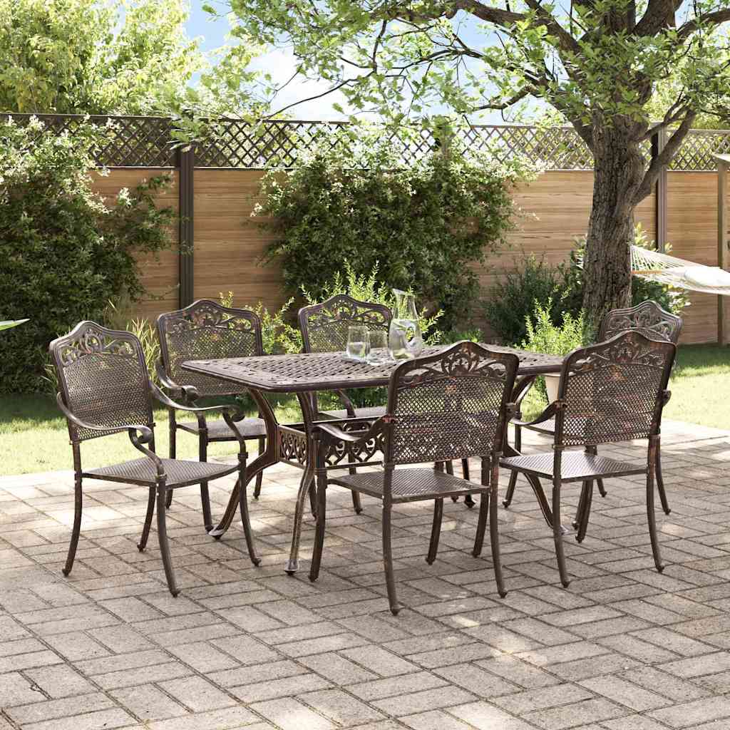 vidaXL Set de masă pentru grădină 7 pcs Bronz Aluminiu