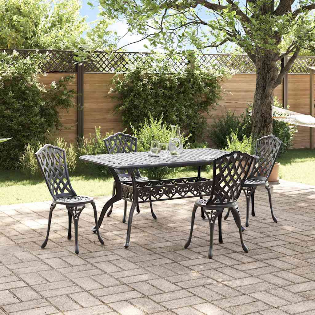 vidaXL Set de masă pentru grădină 5 pcs Negru Aluminiu