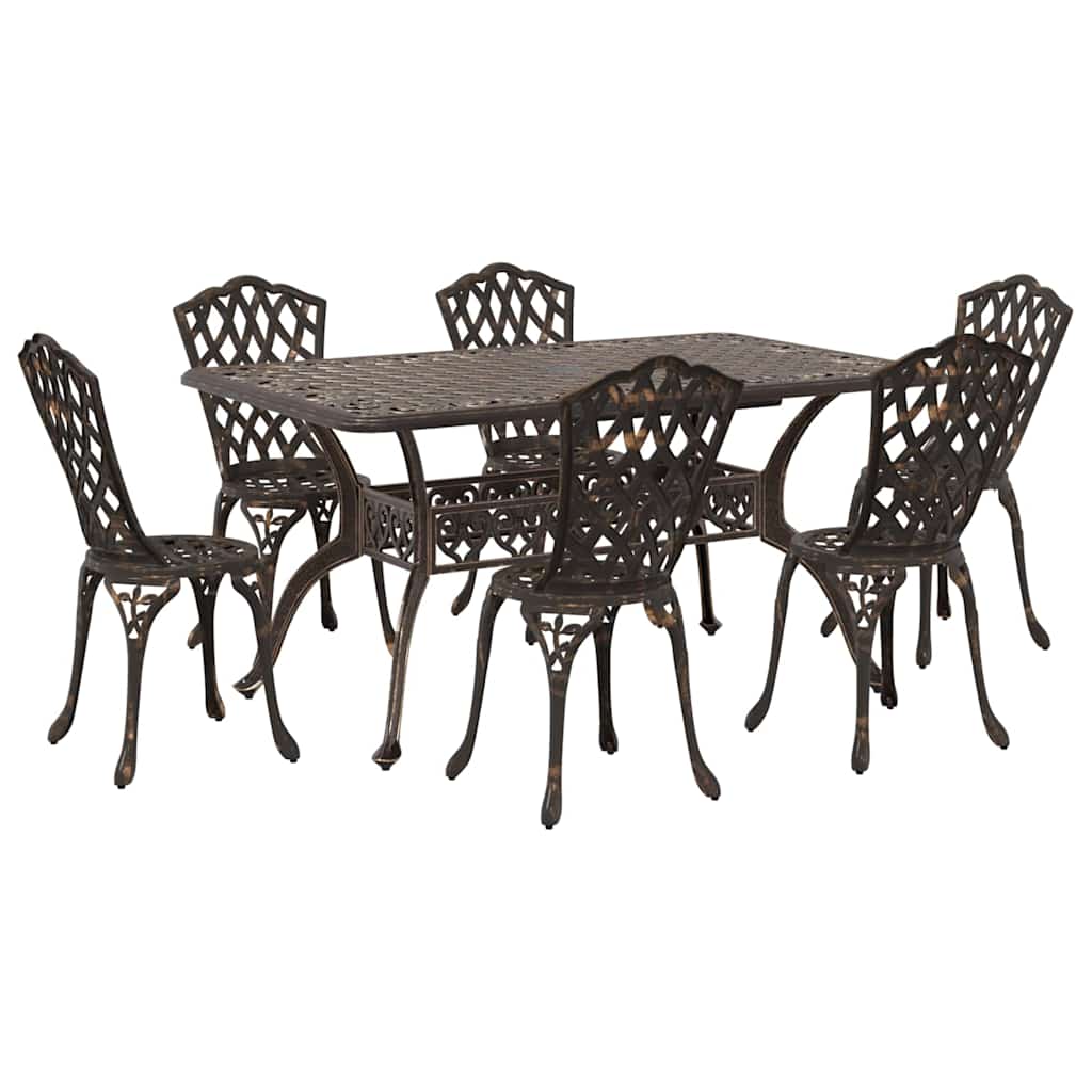 Zestaw do jadalni w ogrodzie 7 szt. kolor bronzu Aluminium
