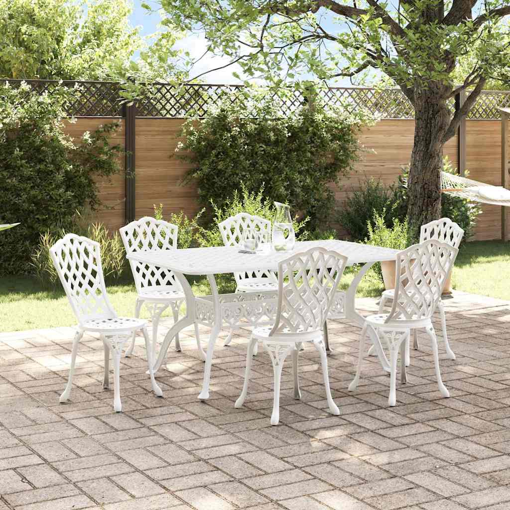 vidaXL Garten Essgruppe 7 pcs Weiß Aluminium