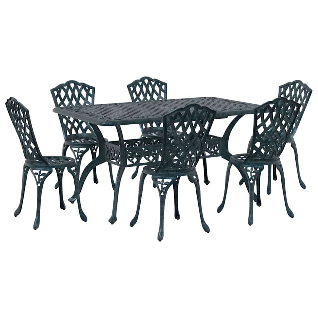 Zestaw do jadalni w ogrodzie 7 szt. Zielony Aluminium