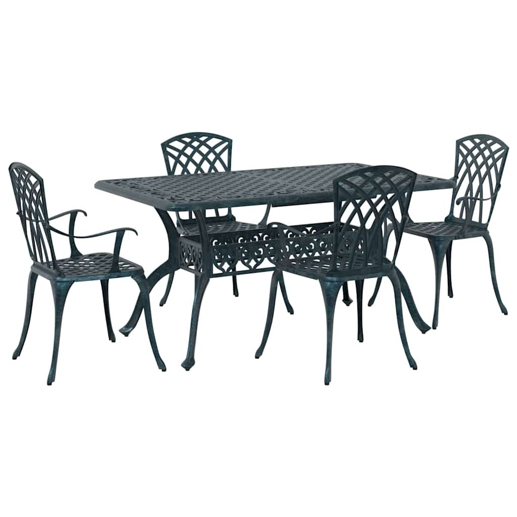 Zestaw do jadalni w ogrodzie 5 szt. Zielony Aluminium