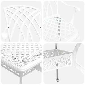 Zahradní jídelní souprava 7 pcs Bílá Hliník - obrázek 11