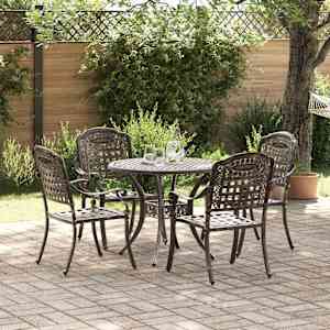 Komplet za jedilnico v vrtu 5 pcs Bronasta Aluminij