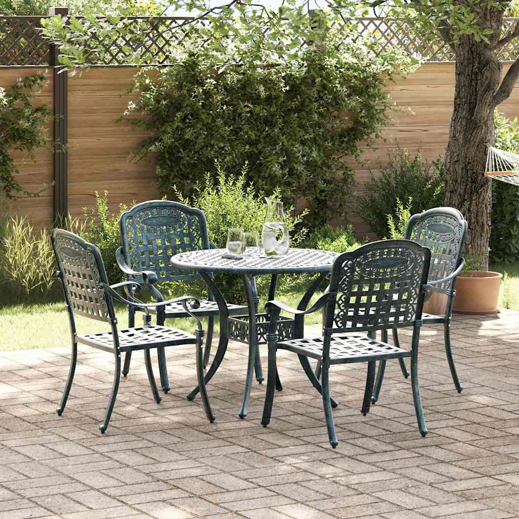 Komplet za jedilnico v vrtu 5 pcs Zelena Aluminij