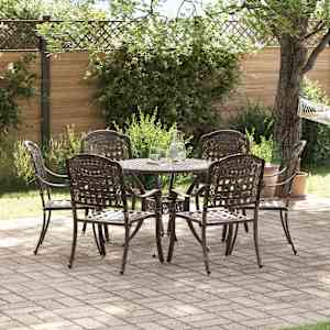 Komplet za jedilnico v vrtu 7 pcs Bronasta Aluminij