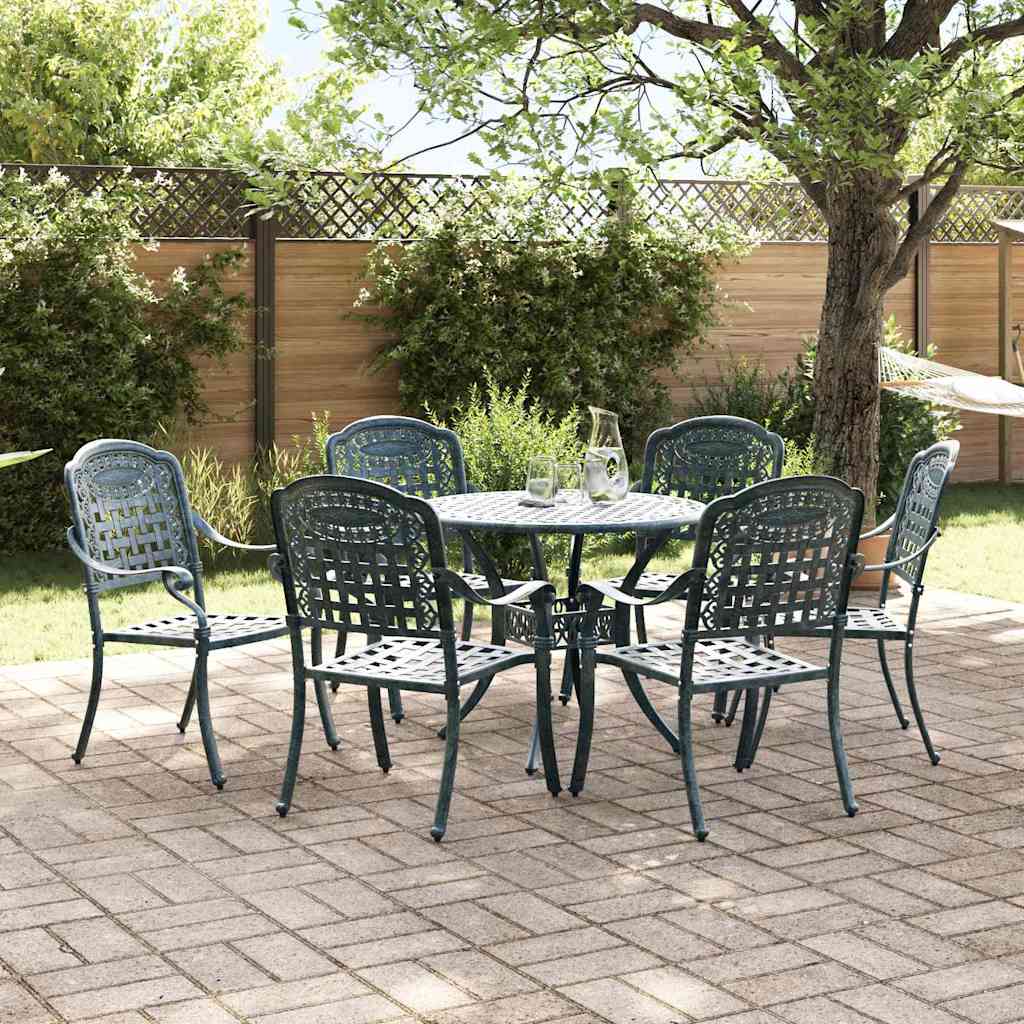 Komplet za jedilnico v vrtu 7 pcs Zelena Aluminij