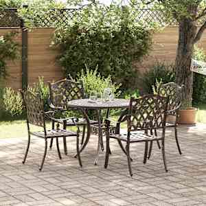 Komplet za jedilnico v vrtu 5 pcs Bronasta Aluminij