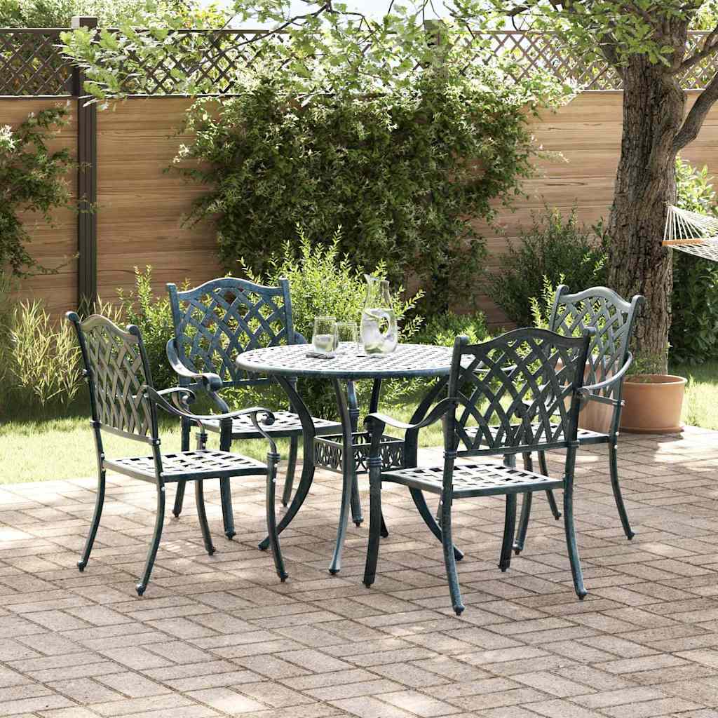 Komplet za jedilnico v vrtu 5 pcs Zelena Aluminij