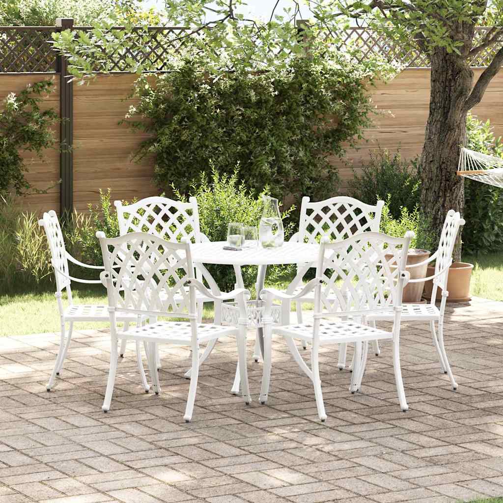 vidaXL Garten Essgruppe 7 pcs Weiß Aluminium