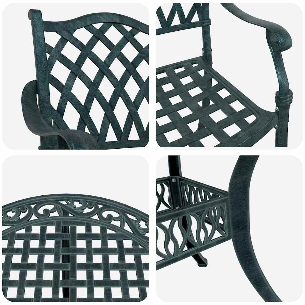 Komplet za jedilnico v vrtu 7 pcs Zelena Aluminij