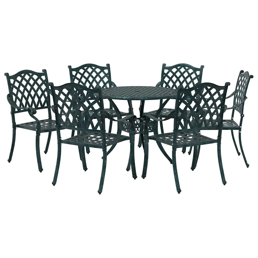 Komplet za jedilnico v vrtu 7 pcs Zelena Aluminij