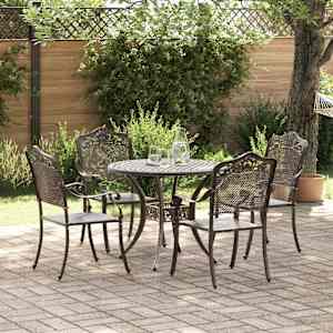 Komplet za jedilnico v vrtu 5 pcs Bronasta Aluminij