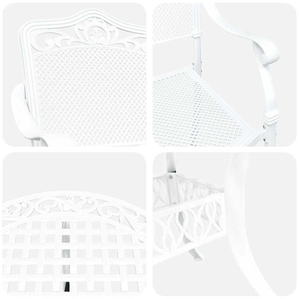 Komplet za jedilnico v vrtu 5 pcs Bela Aluminij